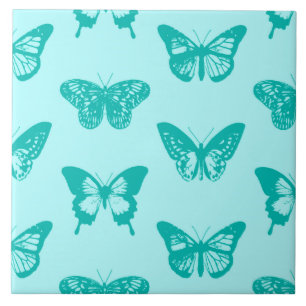 Butterfly sketch, aqua en turquoise tegeltje