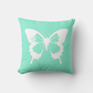 Butterfly sketch, aqua en white kussen