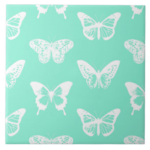 Butterfly sketch, aqua en white tegeltje