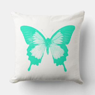 Butterfly sketch, aquamarine kussen