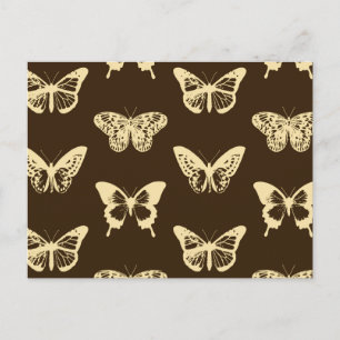Butterfly sketch, beige op chocoladebruin briefkaart