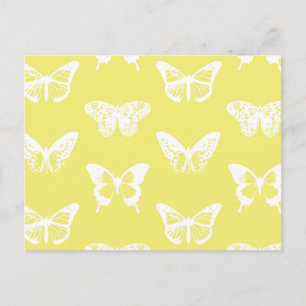 Butterfly sketch, mosterdgoud en wit briefkaart