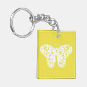 Butterfly sketch, mosterdgoud en wit sleutelhanger (Voorkant Links)
