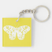 Butterfly sketch, mosterdgoud en wit sleutelhanger (Achterkant)