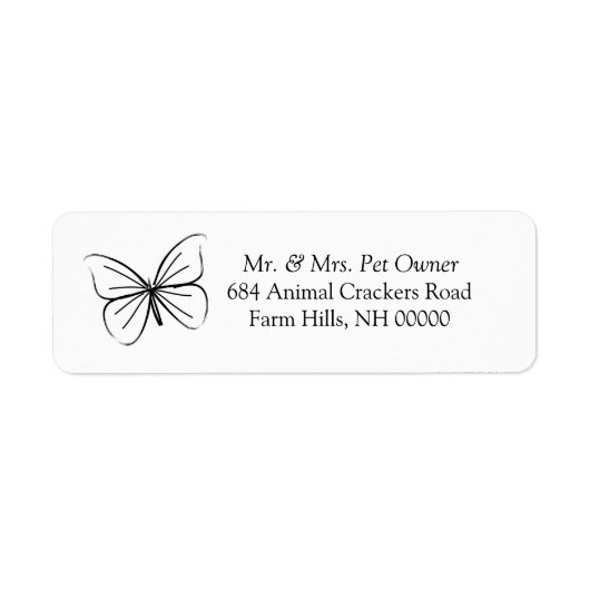 Butterfly Sketch Return Address Labels Stickers (Voorkant)