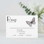 Butterfly Sketch RSVP Kaartje (Staand voorkant)