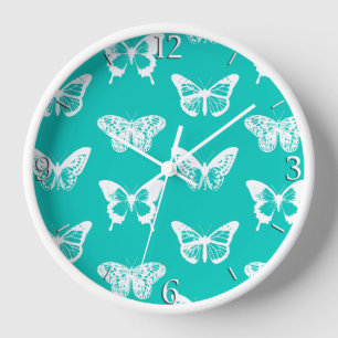 Butterfly sketch, turquoise en white
