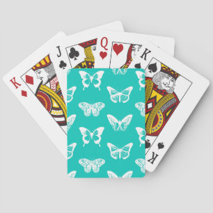 Butterfly sketch, turquoise en white speelkaarten