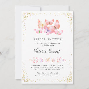 Butterfly Skies Coral Gold Confetti Vrijgezellenfe Kaart