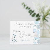 Butterfly Sky Blue Chrysanthemum Save the Date Aankondigingskaart (Staand voorkant)