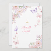 Butterfly Soft Floral First Holy Communion Kaart (Achterkant)