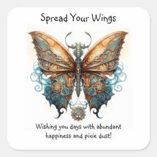 Butterfly Spreid je vleugels veel succes Vierkante Sticker