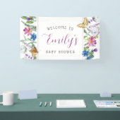 Butterfly Spring Wildflower Baby shower Spandoek (Beurs)