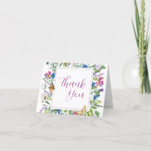 Butterfly Spring Wildflower Baby shower Teken Bedankkaart