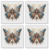 Butterfly Steampunk Blue Metal Gear vlinders Sticker (Voorkant)