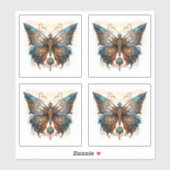 Butterfly Steampunk Blue Metal Gear vlinders Sticker (Vel)