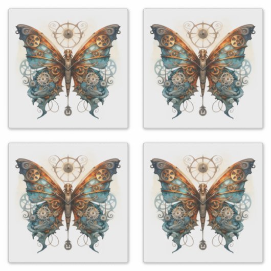 Butterfly Steampunk Metal Gear vlinders Sticker (Voorkant)