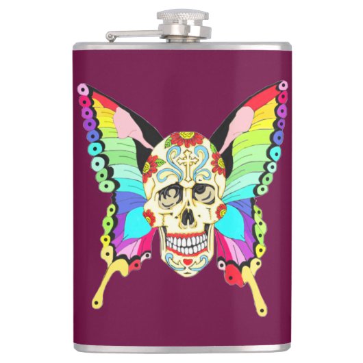 Butterfly Sugar Skull Heupfles (Voorkant)
