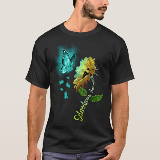 Butterfly Sunflower Scleroderma Awareness T-shirt (Voorkant)