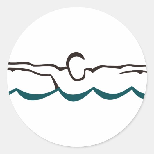Butterfly Swimmer Ronde Sticker (Voorkant)