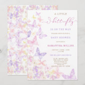 Butterfly Theme Baby shower Kaart (Voorkant / Achterkant)