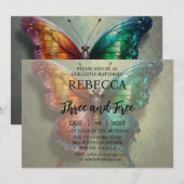 Butterfly Three en gratis verjaardagsuitnodigingen Kaart (Voorkant / Achterkant)