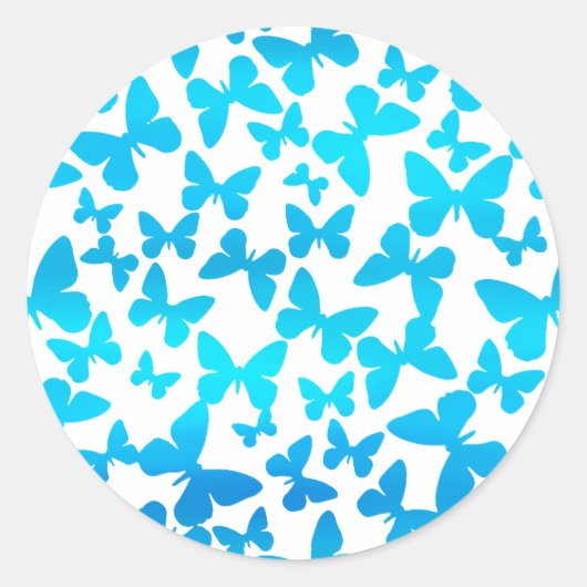 Butterfly Toss (Blauw) Ronde Sticker (Voorkant)
