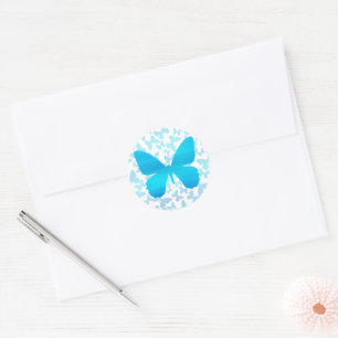 Butterfly Toss (Blauw-Single) Ronde Sticker