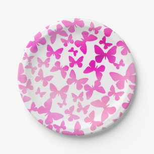 Butterfly Toss (roze) Papieren Bordje
