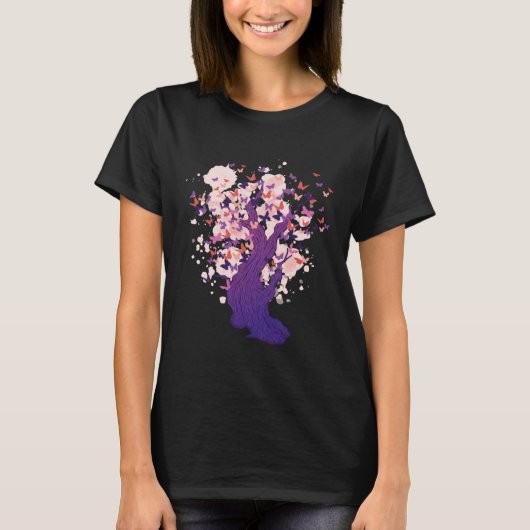 Butterfly Tree Beautiful Butterflies Tree Nature T-shirt (Voorkant)