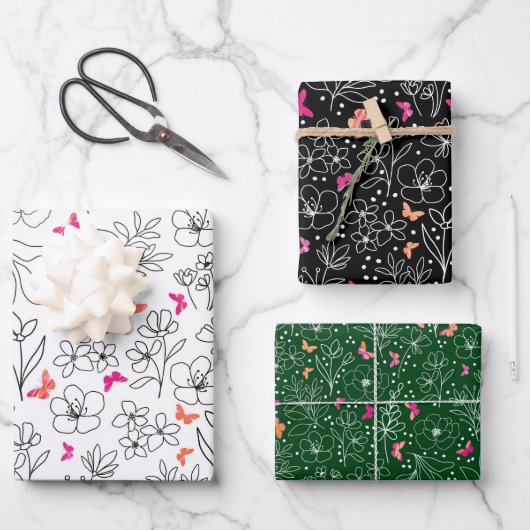 butterfly trio wrapping paper (Voorkant)