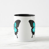 Butterfly - turquoise blauw en zwart mok (Midden)