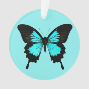 Butterfly - turquoise blauw en zwart ornament