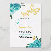 Butterfly Turquoise Rozen Quinceanera Real
