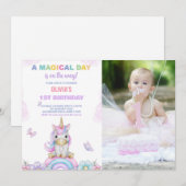 Butterfly Unicorns Verjaardag Uitnodigingen met fo (Voorkant / Achterkant)