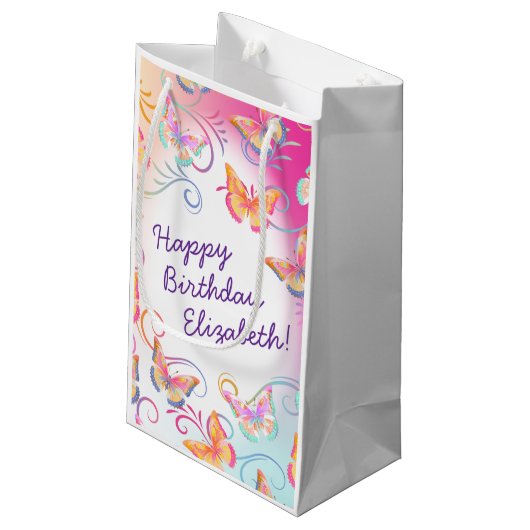 Butterfly Verjaardagsfeest Kinder Kleurrijk Klein Cadeauzakje (Achterkant Gekanteld)