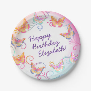 Butterfly Verjaardagsfeest Kinder Kleurrijk Papieren Bordje