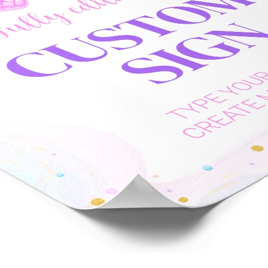 Butterfly Verjaardagsfeestje Aangepaste Tafelteken Poster (Hoek)