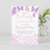 Butterfly Verjaardagsfeestje Uitnodiging Vlinders (Staand voorkant)