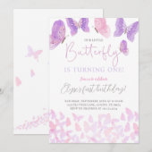 Butterfly Verjaardagsfeestje Uitnodiging Vlinders (Voorkant / Achterkant)
