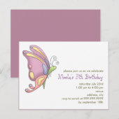 Butterfly · Verjaardagsuitnodiging Uitnodiging Briefkaart (Voorkant / Achterkant)