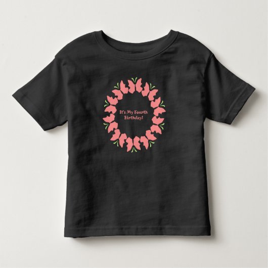 Butterfly Vierde Verjaardagsfeestje Kinder Shirts (Voorkant)