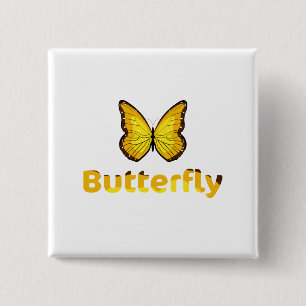 Butterfly Vierkante Button 5,1 Cm