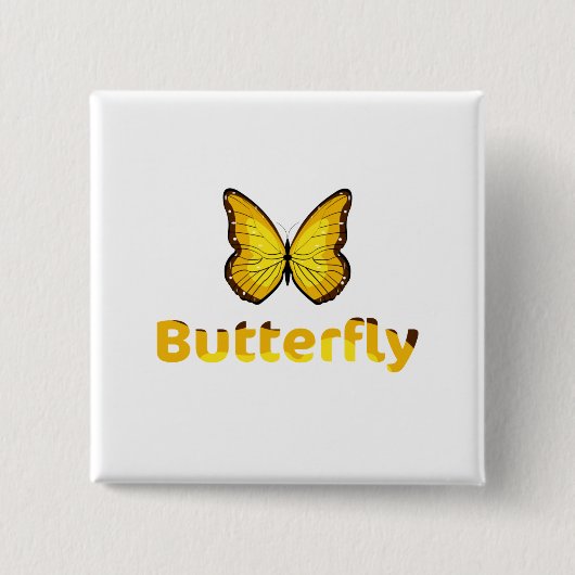 Butterfly Vierkante Button 5,1 Cm (Voorkant)