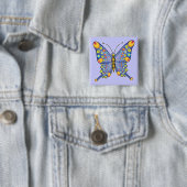 Butterfly Vierkante Button 5,1 Cm (In situ)