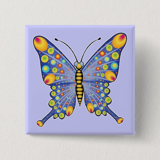 Butterfly Vierkante Button 5,1 Cm (Voorkant)