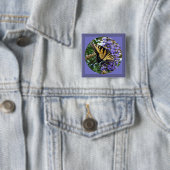 Butterfly Vierkante Button 5,1 Cm (In situ)