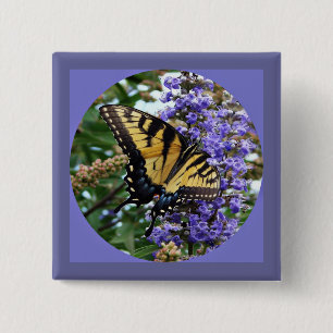 Butterfly Vierkante Button 5,1 Cm