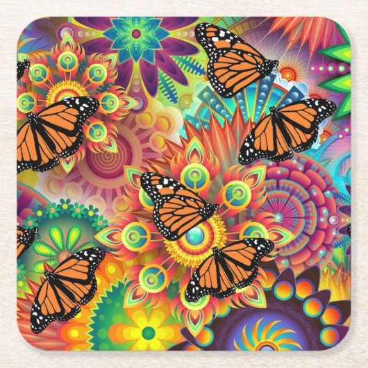 Butterfly Vierkante Kartonnen Onderzetter (Voorkant)
