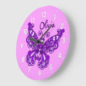 Butterfly violet filles nom de la chambre horloge  (Angle)